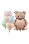 Retro Caramel Cute Bear Foil Balloon Birthday Party Set 5 Colors Heart - 4