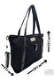 Smart bags linen canvas fabric black shoulder bag - 4
