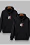 2-Piece Panda Lover Combination Sweatshirt - Black Printed Oversize Hoodie - 2