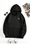 3 İplik the Happiest Thick Winter Sweatshirt - Black Printed Oversize Hooded Hoodie - 2