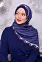 Navy Blue Labyrinth Pattern Royal Shawl
