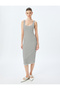 U-neck strappy midi pencil dress. - 3