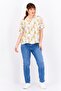 Women Notched Collar Short Sleeves Allover Print Shirt, Multicolor - 4