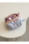 Pink Crispy Floral Makeup Bag Small Size Zippered Portfolio Bag with Lace Ribbon - 5