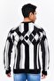 Men Crew Neck Long Sleeves Diamond Pattern Sweater, Black - 3