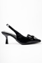 Women's Bow Evening Dress Black Patent Leather Heeled Shoes - 5