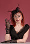 Black Polka Dot Bridal Cap Wedding Hat And Lace Wrist Bridal Gloves Combine Set - 2