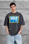 Men's T-Shirt Washed Dirk Written Smoked Oversize Printed Crew Neck Thick Cotton Fabric - 2