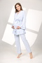 Melange Soft Textured Double Breasted Pajama Set with Dressing Gown - 3