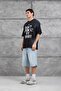 Men's T-Shirt Dont Look at My Black Oversize Printed Crew Neck Thick Cotton Fabric - 5
