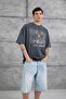 Men's T-Shirt with Love Money Written, Washable, Smoked, Oversize Printed, Crew Neck, Thick Cotton Fabric - 5