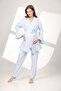 Melange Soft Textured Double Breasted Pajama Set with Dressing Gown