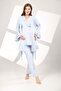 Melange Soft Textured Double Breasted Pajama Set with Dressing Gown - 8