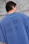 Men's T-Shirt Brand Written Washable Blue Oversize Printed Crew Neck Thick Cotton Fabric - 3