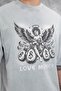 Men's T-Shirt with Love Money Written, Washable, Gray, Oversize, Printed, Crew Neck, Thick Cotton Fabric - 2