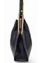 Black Patent Leather Drop Patterned Chain Detailed Pleated Women's Shoulder Bag - 3
