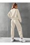 Basic Thick Winter Sweatshirt Sweatpants Jogger Beige Bottom Top Sweatpants Set Crew Neck - 2