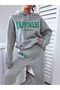 3 Thread Happiness Sweatshirt Sweatpants Jogger - Gray Printed Top and Bottom Tracksuit Set with Hood - 2