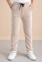 Ribbed Tan Striped Boy's Elastic Waist Trousers 20376 - 2