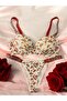 Watermelon Patterned Stoned Padded Women's Bra Set