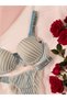 Blue Striped Stoned Padded Women's Bra Set - 2