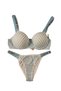 Blue Striped Stoned Padded Women's Bra Set - 4