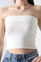Madonna Collar Sleeveless Body-Hugging Crop Strapless Bustier 21922 Ecru - 2