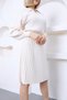 Women's Vanilla Polo V-Neck Pleated Skirt Knitwear Dress - 5