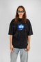 تي شيرت مطبوع عليه وجه وهمي كبير الحجم للجنسين قابل للغسل ومدخن - 7