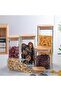 Set of 6 Square Glass Jars with Airtight Bamboo Lids for Kitchen Storage (3x0.5L,2x1L, 11.5L) - 6