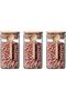 Pack of 3 Rectangular Glass Jars (1L) with Wooden Lids Spoon Airtight Borosilicate Canisters - 5
