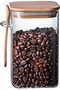 1000ML Rectangular Glass Storage Jar with Wooden Lid & Spoon – Airtight Borosilicate Canister