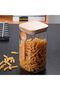 Pack of 3 Rectangular Glass Jars (1L) with Wooden Lids Spoon Airtight Borosilicate Canisters - 2