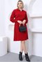 Women's Red Polo V-Neck Pleated Skirt Knit Dress - 3