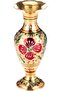 Brass Flower Vase 9Cm X 9Cm X 23Cm Gold, Green,Red And White