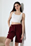 Comfortable Fit Wide Long Combed Cotton Unisex Shorts 21823 Bordo