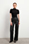 Women's Black Short Sleeve Blouse - 5
