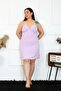 Women's Lilac Cotton Rope Strap Plus Size Nightgown 985