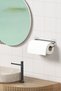 Black Paper Towel Holder - Holder with Adhesive Metal Hangers Minimal Design for Bathroom Kitchen - 2