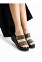 Si̇lva Black Stone Detailed Platform Women's Slippers