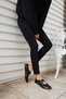 Bartu Women's Black Band Stitched Shoes - 6