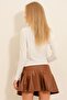 Women's White Crew Neck Draped Sandy Blouse ALC-X11272 - 5