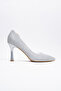 653 Lame Silvery Heeled Women's Shoes - 4