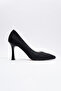 653 Black Glitter Heeled Women's Shoes - 5