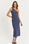 Women's Blue Shoulder Accessory Sleeveless Midi Dress Mod2400 - 3