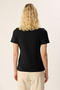 Siyah %100 Pamuk Regular/Normal Kalıp Çıtçıtlı Yırtmaç Detaylı  Örme T-Shirt TWOSS25TS00029 - 4