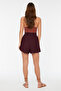 Bordo Rahat Kesim Normal Bel Bürümcük/Dokulu Örme Şort TWOSS22SR0212 - 4