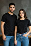 Siyah Basic %100 Pamuklu Regular/Normal Kesim Bisiklet Yaka T-Shirt TMNSS21TS0808 - 3