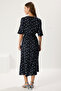 Black Floral A-Line Midi Woven Dress Twoss25El00300 - 5