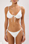 Beyaz Bağlamalı Balconette Kaplı Regular Düşük Bel Bikini Takımı TBESS25BT00026 - 4